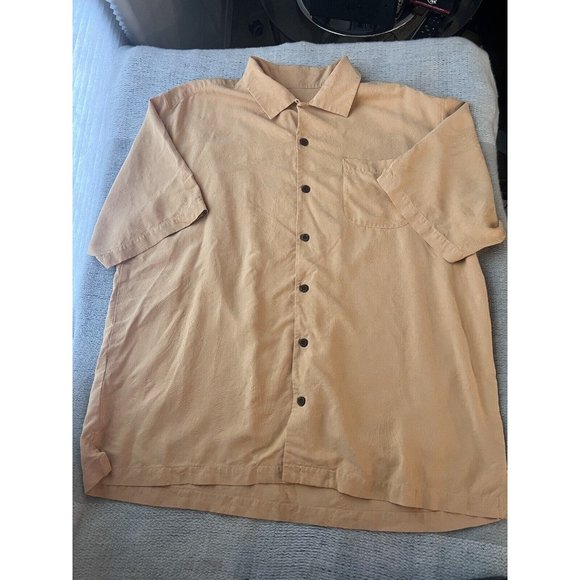 Tommy Bahama Shirt Orange Button Front 100% Silk Short Sleeve Tropical XL - Picture 7 of 12